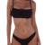 Cassiecy Damen Bikini Set Push Up Bustier Zweiteilig Sommer Sportliches Bademode Strand Bikini(Schwarz,L) - 1