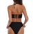 SHEKINI Damen Bandeau Bikini Set Abnehmbar Neckholder Gepolstert Badeanzug Badeanzüge (Medium, Schwarz) - 3