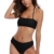 SHEKINI Damen Bandeau Bikini Set Abnehmbar Neckholder Gepolstert Badeanzug Badeanzüge (Medium, Schwarz) - 4