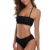 SHEKINI Damen Bandeau Bikini Set Abnehmbar Neckholder Gepolstert Badeanzug Badeanzüge (Medium, Schwarz) - 5