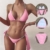 XIANGNI Damen Bikini-Set，Neu 2021,verstellbar, Hohe Taille unten Triangle, Bikini, hohe Taille, Rosa sexy Badeanzug - 3