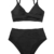 CUPSHE Damen Bikini Set Crossover High Waist Bikini Bademode Elegant Wickeloptik Zweiteiliger Badeanzug Swimsuit Schwarz L - 5