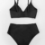 CUPSHE Damen Bikini Set Crossover High Waist Bikini Bademode Elegant Wickeloptik Zweiteiliger Badeanzug Swimsuit Schwarz L - 6