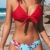 CUPSHE Damen Bikini Set Knot Triangel Bikini Swimsuit Blumenmuster Low Rise Bademode Zweiteiliger Badeanzug Rot/Blau M - 4