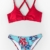 CUPSHE Damen Bikini Set Knot Triangel Bikini Swimsuit Blumenmuster Low Rise Bademode Zweiteiliger Badeanzug Rot/Blau M - 5