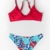 CUPSHE Damen Bikini Set Knot Triangel Bikini Swimsuit Blumenmuster Low Rise Bademode Zweiteiliger Badeanzug Rot/Blau M - 6
