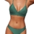 CUPSHE Damen Bikini Set Triangel Bikini Bademode Low Rise Brazilian Gerippter Zweiteiliger Badeanzug Swimsuit Grasgrün S - 2