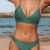 CUPSHE Damen Bikini Set Triangel Bikini Bademode Low Rise Brazilian Gerippter Zweiteiliger Badeanzug Swimsuit Grasgrün S - 3