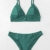 CUPSHE Damen Bikini Set Triangel Bikini Bademode Low Rise Brazilian Gerippter Zweiteiliger Badeanzug Swimsuit Grasgrün S - 4