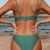 CUPSHE Damen Bikini Set Triangel Bikini Bademode Low Rise Brazilian Gerippter Zweiteiliger Badeanzug Swimsuit Grasgrün S - 5