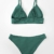 CUPSHE Damen Bikini Set Triangel Bikini Bademode Low Rise Brazilian Gerippter Zweiteiliger Badeanzug Swimsuit Grasgrün S - 6