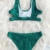 CUPSHE Damen Bikini Set U Ausschnitt Rückenfrei Bandeau Bikini Gerippte Bademode Cut-Out Zweiteiliger Badeanzug Blaugrün S - 4