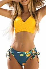 CUPSHE Damen Bikini Set – Bandeau Top, High Waist Bottom & Asymmetrischer Sarong, 3-teilig, Mit Glitzer