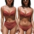 CUPSHE Damen Bikini Set Wickeloptik Push Up Bikini Top Bauchweg High Waist und Low Waist Bikinihose Dreiteiliger Badeanzug Swimsuit Rot M - 2