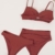 CUPSHE Damen Bikini Set Wickeloptik Push Up Bikini Top Bauchweg High Waist und Low Waist Bikinihose Dreiteiliger Badeanzug Swimsuit Rot M - 6