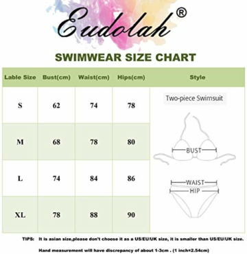 EUDOLAH Damen Bandeau Padded Bikini-Set Trägerlosen Badeanzug Push Up (M, A-Blaue Streifen) - 2