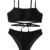 SheIn Damen Bikini Set mit Über Kreuz Bademode Criss-Cross Strandmode Swimsuit Push Up Badeanzug Schwarz S - 3