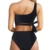 Wantonfy Damen Bikini Sets High Waist Schwimmanzug Zweiteiliger Badeanzug EIN Schulter Bademode Swimsuit - 2