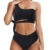 Wantonfy Damen Bikini Sets High Waist Schwimmanzug Zweiteiliger Badeanzug EIN Schulter Bademode Swimsuit - 1