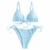 ZAFUL Damen Gepolstert Bikini Set, Einfarbig Bikini Badeanzug mit Dreieck Cup Spaghetti-Träger (Hellblau, M) - 1