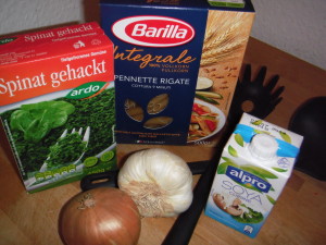 Zutaten für vegane Nudeln mit Spinat | Vegane Pasta