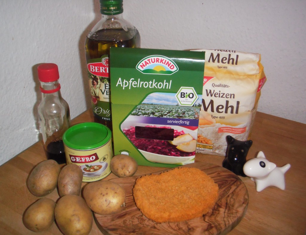 Zutaten für veganes Schnitzel mit Rotkohl und Kartoffeln | Eyckeler Malt Vegetaria Vegetarische Gemüseschnitzel