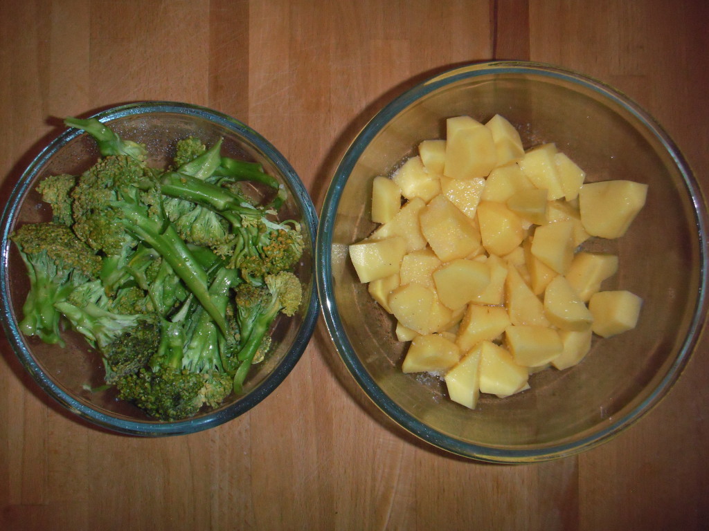 Zutaten für veganes Kartoffel-Brokkoli-Gratin